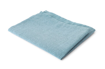 New clean light blue cloth napkin isolated on white