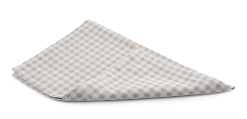 One grey plaid napkin isolated on white