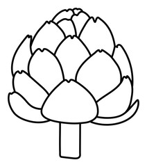 Artichoke. Vegetable sketch. Thin simple outline icon. Black contour line doodle hand drawn illustration