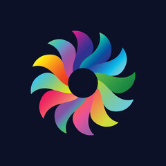 Colorful Circle Abstract leaf logo design template