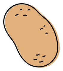 Potato. Vegetable sketch. Color simple icon. Hand drawn doodle illustration