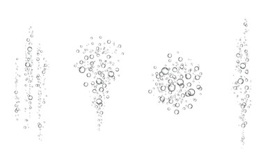 Oxygen air bubbles  flow  in water on white  background.