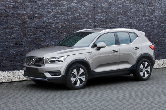 Gray Volvo XC 40 parked on a paved street in Drachten, the Netherlands