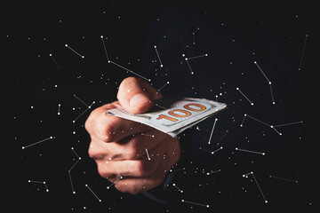 man counts money calculating finance