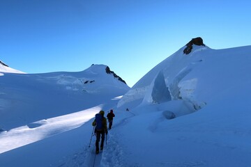 Multi day summer expedition through some glaciers in the alps. On the Monterosa massif starting from Zermatt and summiting multiple 4000m mountains