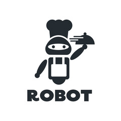 Fototapeta na wymiar Restaurant waiter robot Robot character Technology chef fast food cafe