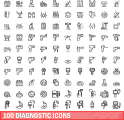100 diagnostic icons set. Outline illustration of 100 diagnostic icons vector set isolated on white background