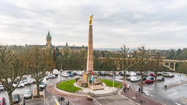 Luxembourg cityscape monument Time Lapse, Luxembourg