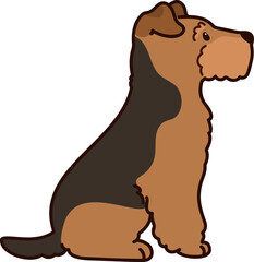 Simple and adorable Welsh Terrier illustration Sitting in Side view