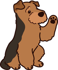 Simple and adorable Welsh Terrier illustration Waving Hand