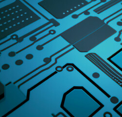 Płytka PCB niebieska, elektronika. - obrazy, fototapety, plakaty