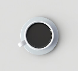 Kawa w filiżance bez piany na białym tle.