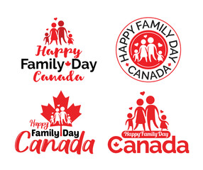 Happy Family Day Canada Vector Logo Template