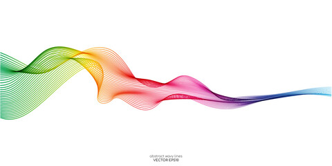 Vector wave lines smooth flowing dynamic colorful spectrum gradient isolated on white background for concept of technology, digital, communication, science, music - 535467780