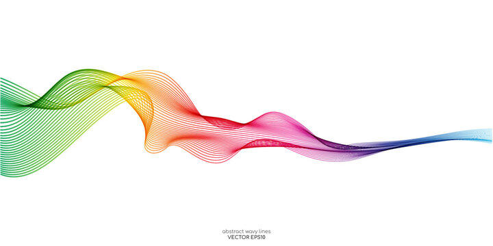 Vector wave lines smooth flowing dynamic colorful spectrum gradient isolated on white background for concept of technology, digital, communication, science, music