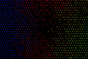 Dark green, red vector cover with english symbols.