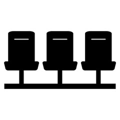 Sitzbank Icon schwarz als Zeichen für Sitzplatz oder Wartesaal © kebox