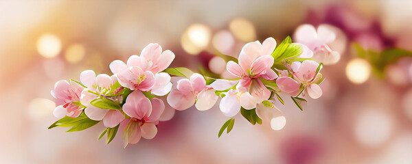 Pink cherry blossom tree in spring as wallpaper background