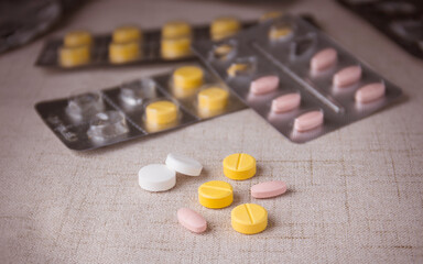 take medicine pills and drug for patient from pharmacy and hospital