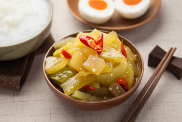 chinese pickled mustard greens , spicy salad pickle cabbage with sesame oil