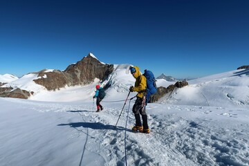 Multi day summer expedition through some glaciers in the alps. On the Monterosa massif starting...