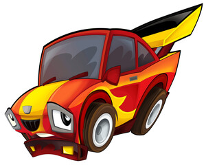 Cartoon funny city sedan sports car isolated illustration for children