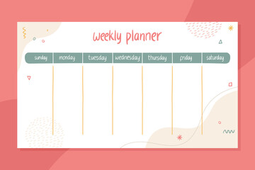 weekly planner template with organic shape