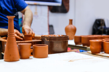 Fototapeta na wymiar man making ceramic products