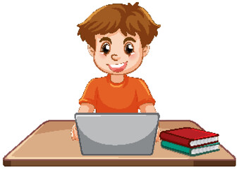 A man using laptop cartoon