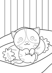 Cute Cat Pet Animals Coloring Pages A4 for Kids and Adult