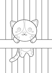 Cute Cat Pet Animals Coloring Pages A4 for Kids and Adult