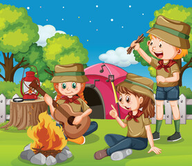 Obraz na płótnie Canvas Camping kids at park