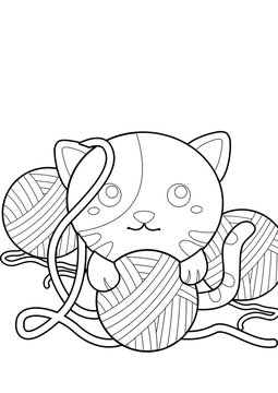 Cute Cat Pet Animals Coloring Pages A4 for Kids and Adult