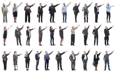 group of business people showing thumbs up isolated