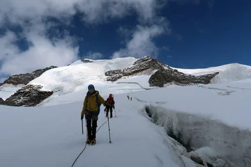 Fotobehang Multi day summer expedition through some glaciers in the alps. On the Monterosa massif starting from Zermatt and summiting multiple 4000m mountains © Marti