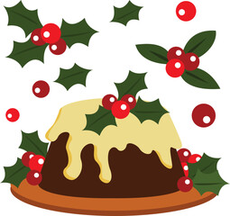 Christmas Feast Food Pudding Dessert Illustration Vector Clipart