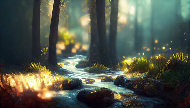 a stream in a magic forest