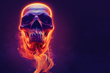 Spooky burning skull generated by ai, is not based on any real image or person