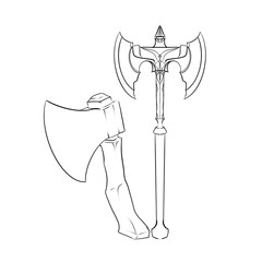axe drawing on white background 