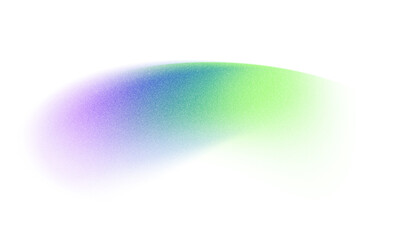 Stain of green and blue color. White background with grainy colorful gradient stripe with spray effect.