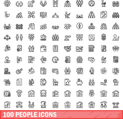 100 people icons set. Outline illustration of 100 people icons vector set isolated on white background