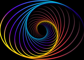 abstract rainbow swirl, with black background