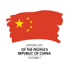 National Day of the People's Republic of China vector. Paintbrush Chinese flag icon vector isolated on a white background. Grunge Flag of China design element. October 1. Important day