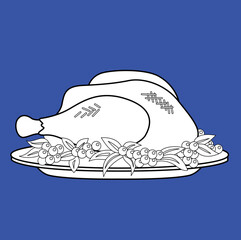 Roasted Chicken Christmas Feast Dinner Digital Stamp