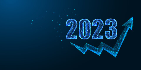 Abstract futuristic 2023 New Year business development strategy concept digital web banner template 