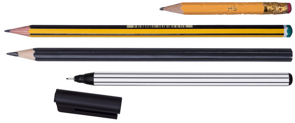 Isolated pencil and pen set - Powered by Adobe