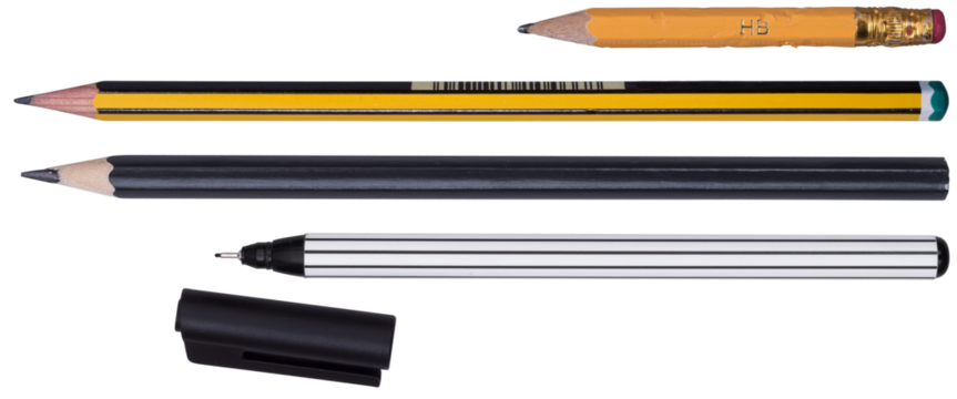 Isolated pencil and pen set