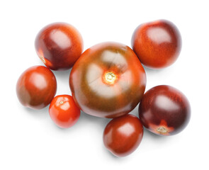 Heap of fresh tomatoes on white background