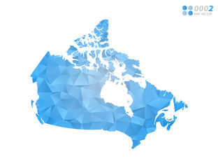 Canada map blue polygon triangle mosaic with white background. Vector style gradient.