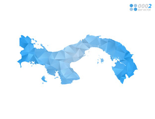 Panama map blue polygon triangle mosaic with white background. Vector style gradient.